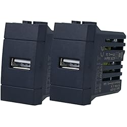Cargador Usb Bticino 2 enchufes USB de pared, cargador USB 5 V 2,1 A, compatible con Bticino Living Light (negro)