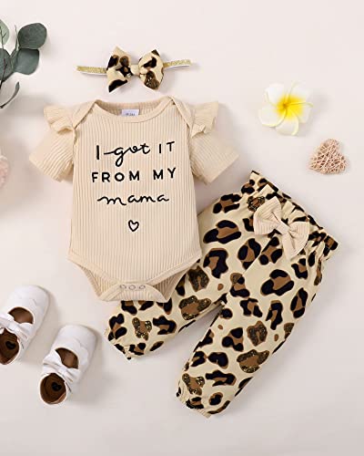 Image of DISAUR Toddler Girl Clothes Cute Leopard Ruffle Sweater Infant Girl Clothes Outfits Long Sleeve Tops Pants Set