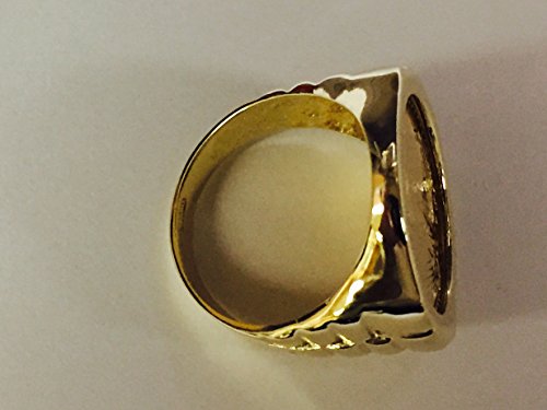 22K-14K Fine Gold 1/4 Oz Us American Eagle Coin In Heavy 14K Gold Mens Ring (1424 #TOP4