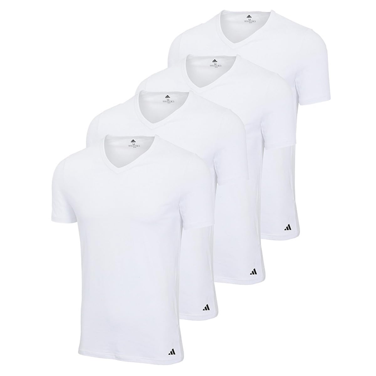 adidas Lot de 4 t-shirts Active Flex Cotton - Col en V - Respirant et à séchage rapide - Coton doux et extensible