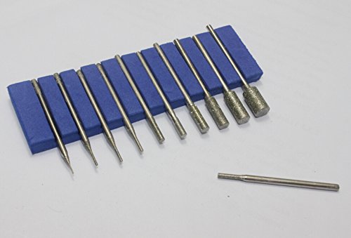 11 Pcs 3/32'' Diameter Shank Diamond, Jade, Emerald, Stone Engraving Tool A Needle
