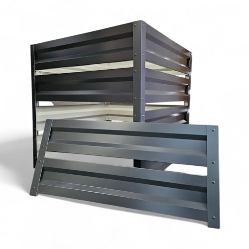 Komposter, 1000L, Metall, verzinkt, Garten, langlebig, wetterfest (Anthrazit (verzinkter Stahl mit Polymerbeschichtung))