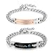 Jovivi Men Women Stainless Steel CZ His Beauty Her Beast Couples Bracelets Matching Set in Gift Box