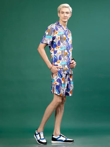 Image of Rigo Printed Co-Ord Set for Men | Casual Shirt & Shorts Night Suit | Lounge-wear Nightdress Pajama Set | Night Wear, Beach, Vacation Outfit