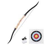 AW 65' Recurve Bow Right Hand Draw Weight 30lbs Traditional Archery Hunting Take Down Long Bow...