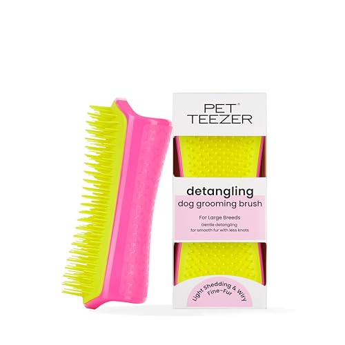 Tangle Teezer Grande Pet Teezer - Spazzola Animali Domestici Taglia Grande - Uso a secco o durante il bagno - Ideale per sciogliere i nodi del pelo del cane - Rosa e Giallo