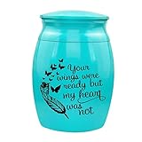 Zialofi Urne für Haustiere, Erinnerungsbehälter, Letzte Ruhestätte, Tierhaare Aufbewahrungsglas, Souvenir für Hunde Und Katzen, Blattblau