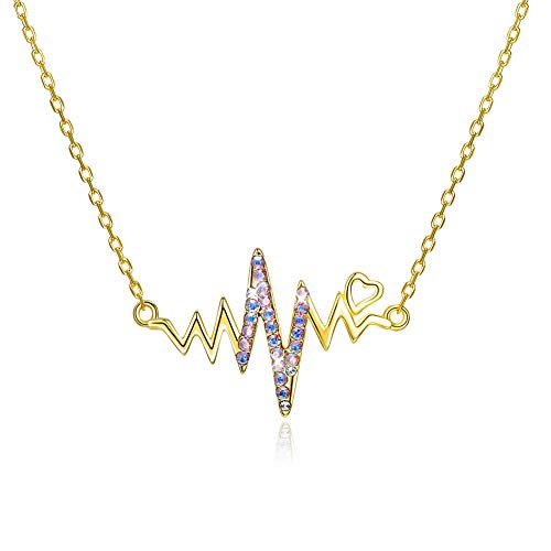 Collar de Diamantes colgante corazón plata 925 para oficina y cenas