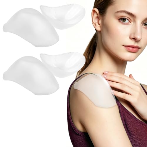 Dexpally 2 Paar Schulterpolster Damen Transparente Schulterpolster Silikon Selbstklebend Shoulder Pads Unsichtbare Schulterpolsters für Frauen/Mann Blazer Kleidung T-Shirt