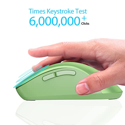 Image of memzuoix Wireless Mouse 2.4GHz Portable Optical Wireless Mouse 1400DPI with Mini USB Receiver, 5 Buttons and Battery Operated for Laptop, Desktop, MacBook - Green