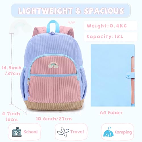 Kasqo Kids Backpack, Cute Toddler Backpack For 4-7 Year Girls Kindergarten School Bag Primary Children's Bookbag Rucksack With Chest Buckle Blue Pink2