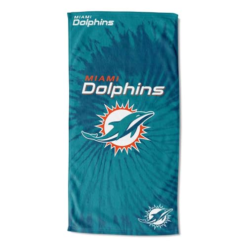 Northwest NFL Miami Dolphins Unisex-Adult Beach Towel, 30" x 60", Psychedelic