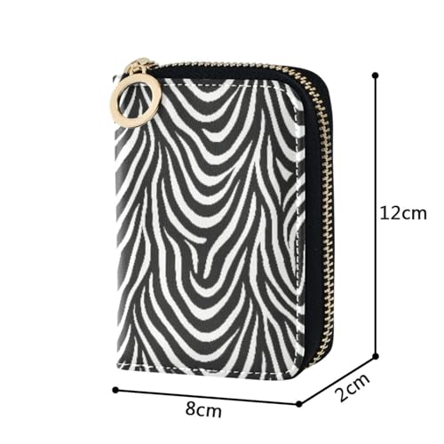 Women's Zebra Black and White Credit Card Holder Wallet Leather Zipper Card Case for Ladies Girls 203011812