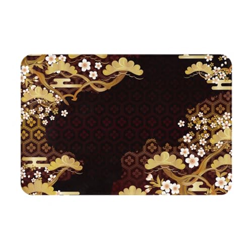 和風 和柄 日本 さくら 桜 金色 玄関マット 可愛い 屋外 室内 滑り止め 泥落とし 洗える ふわふわ おしゃれ 吸水 耐摩耗 防臭 人気 誕生日 プレゼント 40×60cm