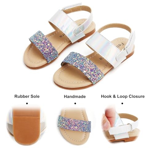 Image of Felix & Flora Toddler Girl Sandals - Little Girl Easter Dress Shoes Lightweight Open Toe Beach Holiday Flats