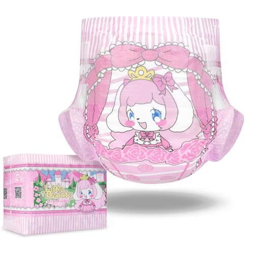 Littleforbig Adjustable Hook-and-Loop Fastener Closure Adult Printed Cloth Back Diaper 10 Pieces - Little Beauty (Medium 28