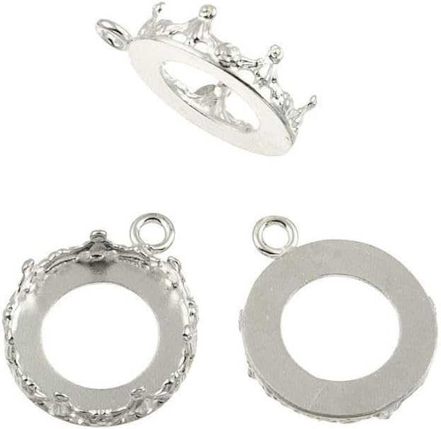 RashbelSterling Silver Decorative Bezel Cup 10mm/30mm Open Back + 1 Ring, Gallery Bezel Cup for Gemstones and Crystals, Round Bezel Setting for Jewelry Making