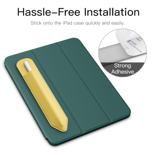 Image of MoKo Pencil Case Holder Sticker for Apple Pencil, 2Pcs Light Yellow | Elastic Pencil Pocket Pouch, Adhesive Sleeve, Attached to iPad Case, For Pro /USB-C /1st /2nd Gen and Similarly Stylus Pens