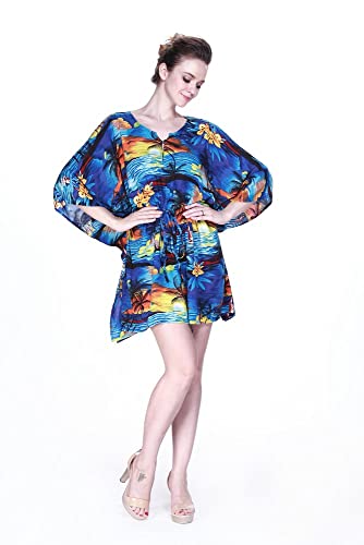 Image of Hawaii Hangover Family Matching Hawaiian Clothes, Sunset Blue | Family matching Hawaiian outfits, Sunset Blue, lightweight rayon, machine washable, tropical print, luaus, cruises