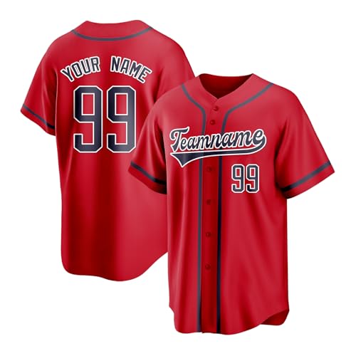 Camiseta personalizada de béisbol para hombre, mujer y jóvenes, con nombre, número, logo y botón