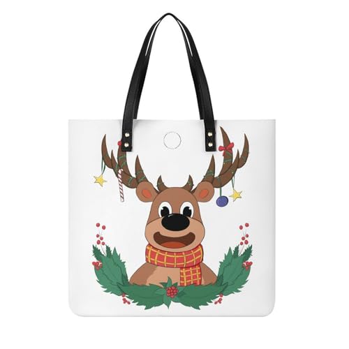 Sac à main cerf de Noël pour femmes : grand tote bag de voyage 39x39cm