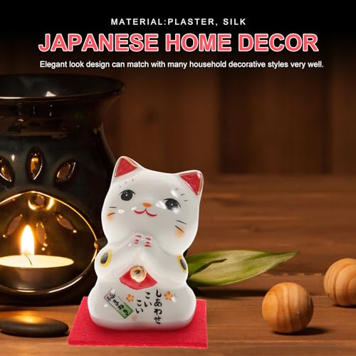 Figura Gato de la Suerte Japonesa de Cerámica Decorativa miniatura 6