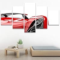 SIGNWIN 5 Panel Canvas Wall Art Modern Art Cars Edgy Industrial Mixed Media Multicolor Transportation for Home Decorations Ready to Hang - 60
