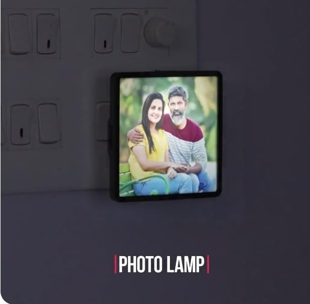 Image of EVOTECH Customized Night Lamp, Photo Lamp | Custom LED Lamp with Photo, 4 x 4 Inch | Plug-in AC Power | Personalized Gift for Rakhi, Birthday, Anniversary, Couple, Home Decor, Dim Light (Black Square)