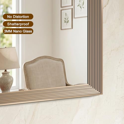 Image of DESBING 18 inchx24 inch Gold Bathroom Mirrors for Over Sink | Tempered Glass, Metal Frame, Rectangle Vanity Wall Mirror for Bathroom, Living Room, Bedroom, Horizontally or Vertically