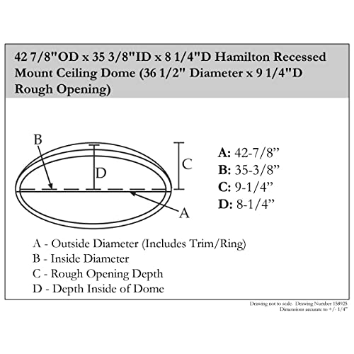 Image of Ekena Millwork DOME42HA Hamilton Recessed Mount (36 1 /2 inch Diameter x 9 1 /4 inchD Rough Opening) Ceiling Domes, 42 7 /8 inchOD x 35 3 /8 inchID x 8 1 /4 inchD , Primed