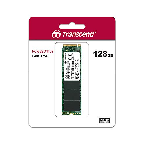 Transcend Unità a Stato Solido Interna PCIe Gen 3x4 MTE110S, M.2 NVMe TS128GMTE110S, 128 GB, Senza DRAM Cache