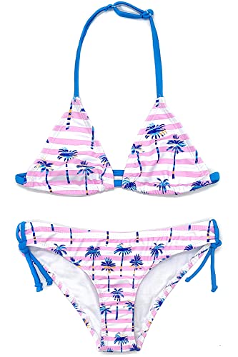 Image of SHEKINI Girls Swimwear Halter Triangle Bikini Set Ruffled Hawaii Beach Sport Two Piece Swimsuits