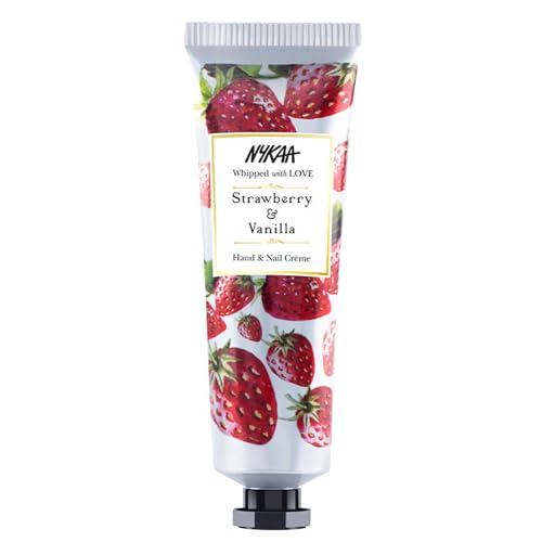 Image of Nykaa Naturals Strawberry & Vanilla Hand & Nail Creme, 30ml| With Avocado, Almond Oil, Jojoba Oil & Hyaluronic Acid| Moisturises & Nourishes Skin| Combats Dryness| Non-Greasy & Non-Sticky Formula