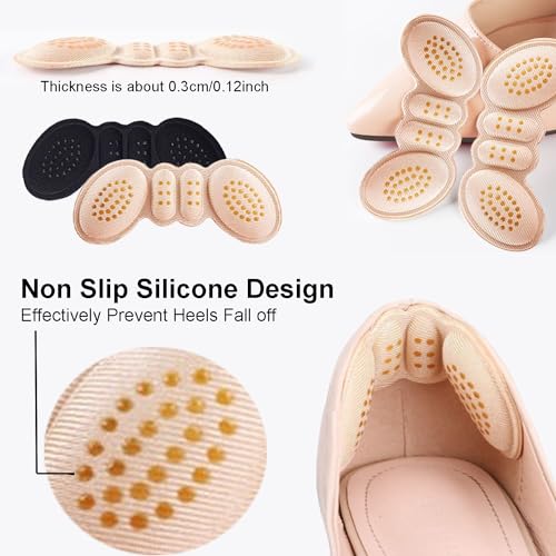 Image of Heel Pads for Loose Shoes, Heel Grips - Cushion Inserts to Stop Slip, Prevent Blisters (Black, 6 Pairs)