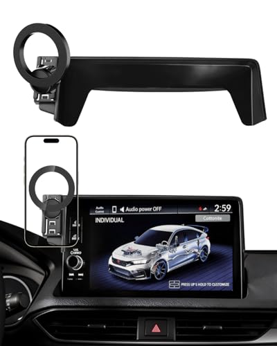 Image of PZK Car Phone Holder for Honda Civic 2022-2026 /Acura Integra 2023-2025 LX /EX /EX-L /Sport /Sport Hybrid /Touring /Si /Type R for 7 /9-Inch Screen Compatible with MagSafe Phone Mount with Storage Box