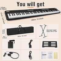 Digital Piano 88 Key Full Size Semi Weighted Electronic Keyboard Piano Set with Stand,Built-In Speakers,Electric Piano Keyboard with Sustain Pedal,Bluetooth,MIDI/USB/MP3 for Beginners Adults — image 8
