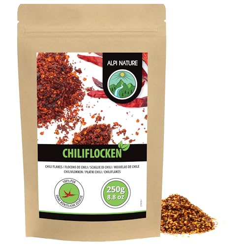 Alpi Nature Hojuelas de Chile 250g, Chiles Secos Capsicum Annuum, Copos de Chile Picante para Cocinar