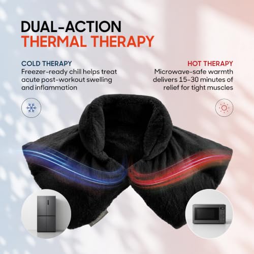 Image of Sharper Image Heated Neck & Shoulder Wrap - Microwavable Warm & Cooling Plush Pad, Scented Aromatherapy (100% Natural Lavender & Herb Spa Blend), Pain Tension Headache Relief Therapy, Gift for Women