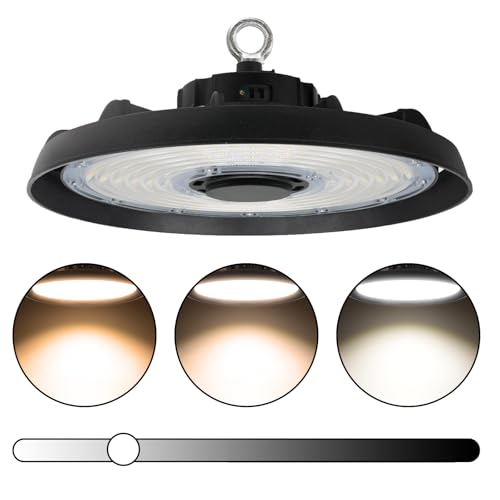 Maxled, Light is Led! 150W UFO LED Lámpara de Alta Bahía, 22500LM, Brillo Regulable (50%-100%) & 3000-5000K, IP65 Para Taller, Almacén, Fábrica, Aeropuerto [Clase de eficiencia energética D]