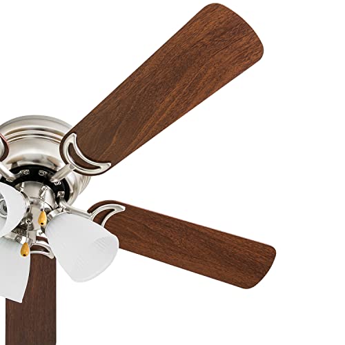 Prominence Home Whitley, 42 Inch Traditional Flush Mount Indoor LED Ceiling Fan with Light, Pull Chain, 5 Dual Finish Blades, Reversible Motor - 50863-01 (Satin Nickel), Bright Brass thumbnail 11