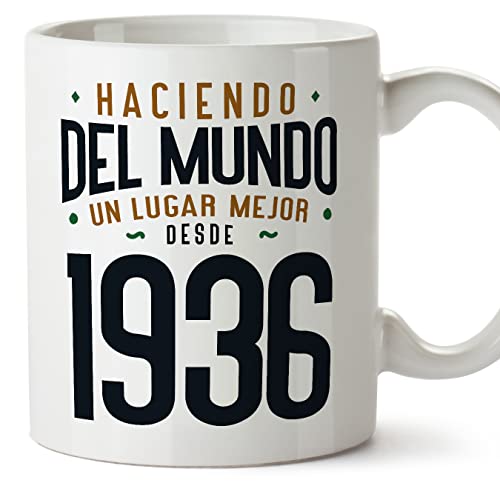 MUGFFINS Tazas 1936 Cumpleaños - En Español - Haciendo del Mundo un Lugar Mejor - 11 oz / 330 ml - Regalo original y divertido