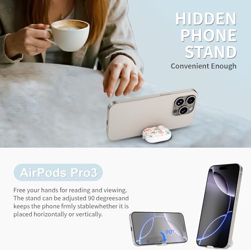 Image of for AirPods Pro 3 Case with Lock & Phone Stand,Cute Floral Pattern Style
