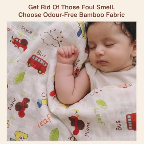 Image of DOTMOM Pure Organic Bamboo Swaddle Wrap Softer Than Cotton Muslin Swaddlers for Newborn Baby Receiving Blanket & Wrappers | Baby Towel Gift Pack for Newborn Babies 120X120 CM, 0-18 Months, Pack of 3
