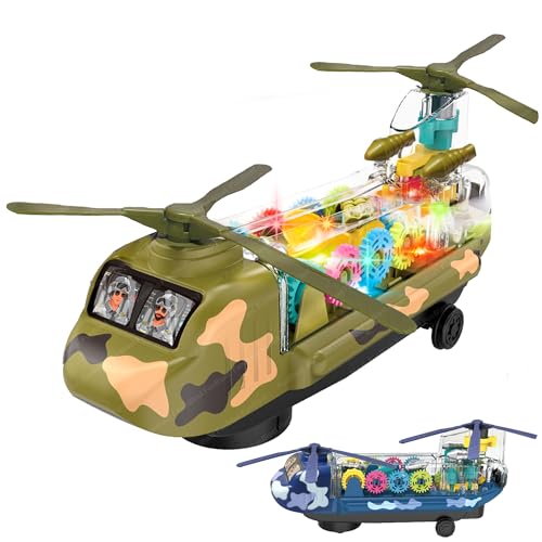 Image of FunBlast Military Warfare Helicopter Toy, Gear Transparent Helicopter Toys, Crawling Toys for Kids, Bump & Go 360 Degree Rotation Light and Sound Toys for Kids Boys & Girls (Random Color)
