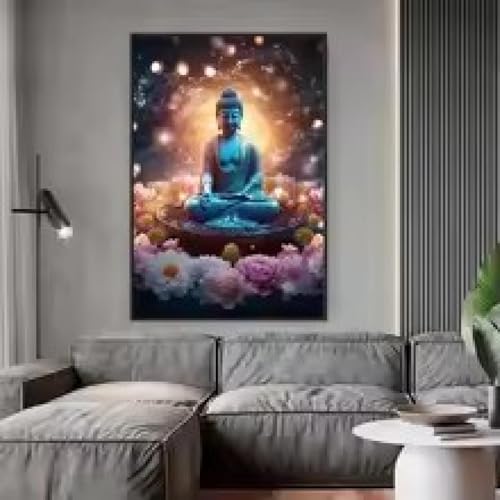 Bouddhisme zen méditation art mural grand format 80x140 pour décoration