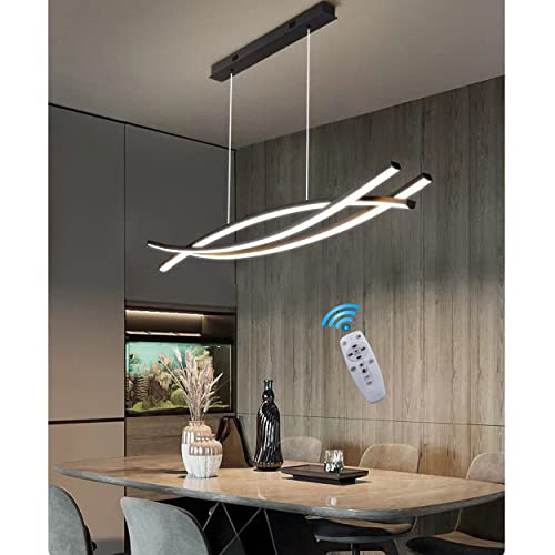 Moderna Dimmerabile Lampadario LED Sospensione,Tavolo da Pranzo Cucina Lampada a sospensione Altezza Regolabile Lampadari Moderno Design Plafoniera Per Soggiorno Ufficio Sala da Pranzo Hotel (L100cm)