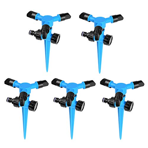 Lgsixe Grass Watering Sprinkler, 360Â° Rotating Lawn Sprinkler with Up to 3,000 Sq. Ft Coverage - Adjustable, Rotating Sprinkler Weighted Gardening Watering System (5-Pack)