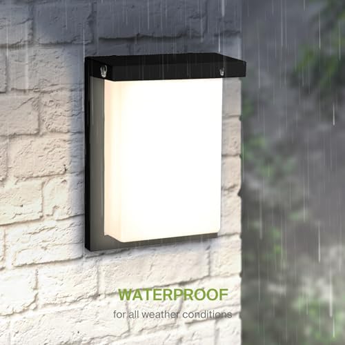 ASD LED 8 Inch Flush Mount Wall Light Fixture | 12W 900LM 3000K-5000K 120V | 3CCT, Dimmable, Waterproof, ETL Listed | Front Exterior Sconce, Garage Lighting, Outdoor Porch Lamp | Black