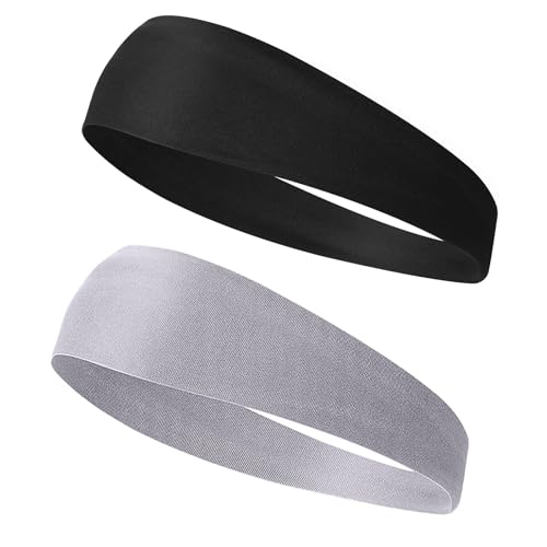 Image of Gjinxi Boys Headbands for Sports, 2Pcs Black Elastic Athletic Headbands for Football Soccer Baseball Karate Running, Breathable Sweat Bands for Kids Boys Girls, Children Workout Head Sweatband