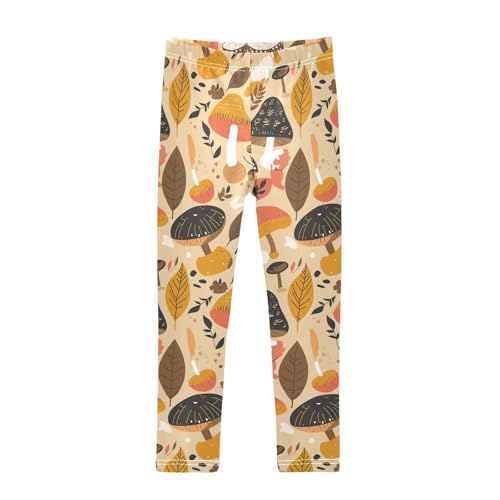 KLL Safari Mushroom Pattern Design Toddler Girl Athletic Leggings Casual High Waisted Leg Yoga Pants Running